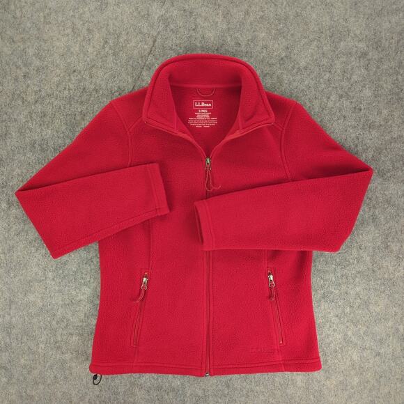 LL Bean Jacket Womens Small Red Full Zip Polartec Fleece Outdoor Pockets Hiking - Picture 1 of 9